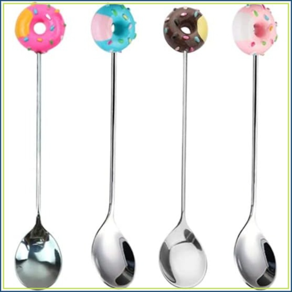 Coffee Tea Mix - Stainless Steel Stirring Spoons, Cute Doughnut