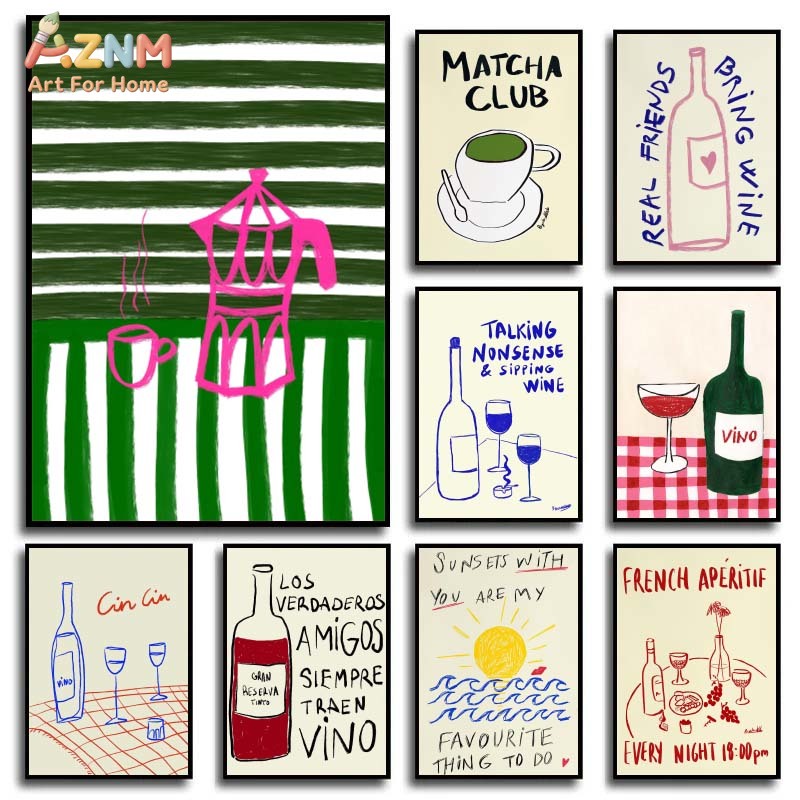 Draw Coffee And Tea - Colorful Drawings Abstract Art Food Posters