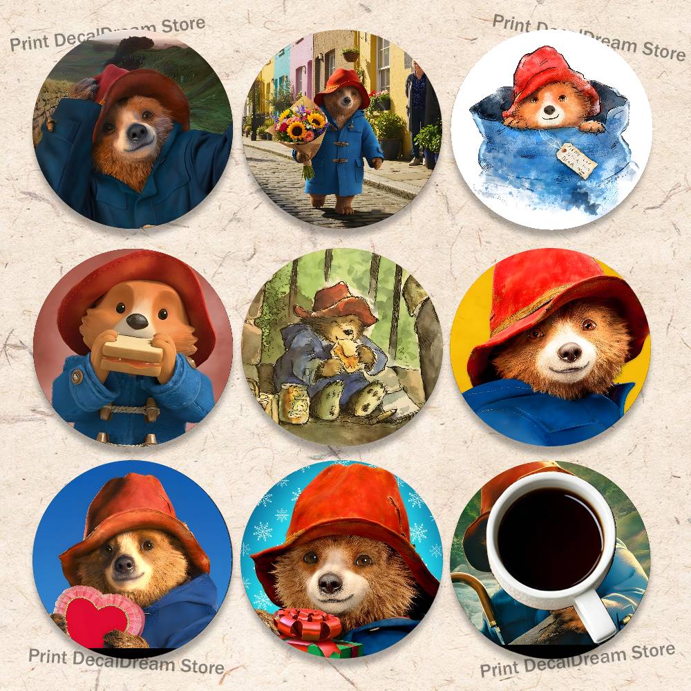Coffee Tea Mix - P-Paddington Bear Wood Coaster Set -