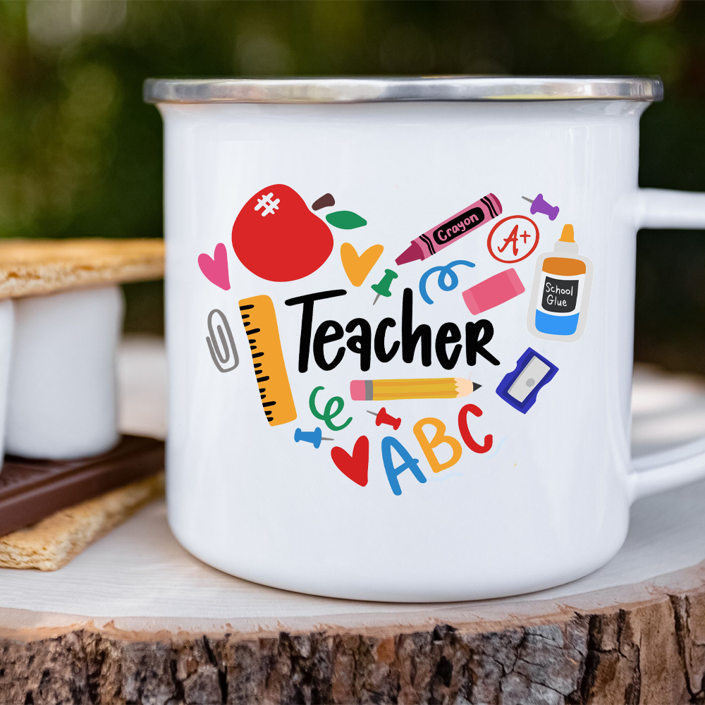 Best Tea Coffee - Teacher's Day Stationery Heart Apple Enamel