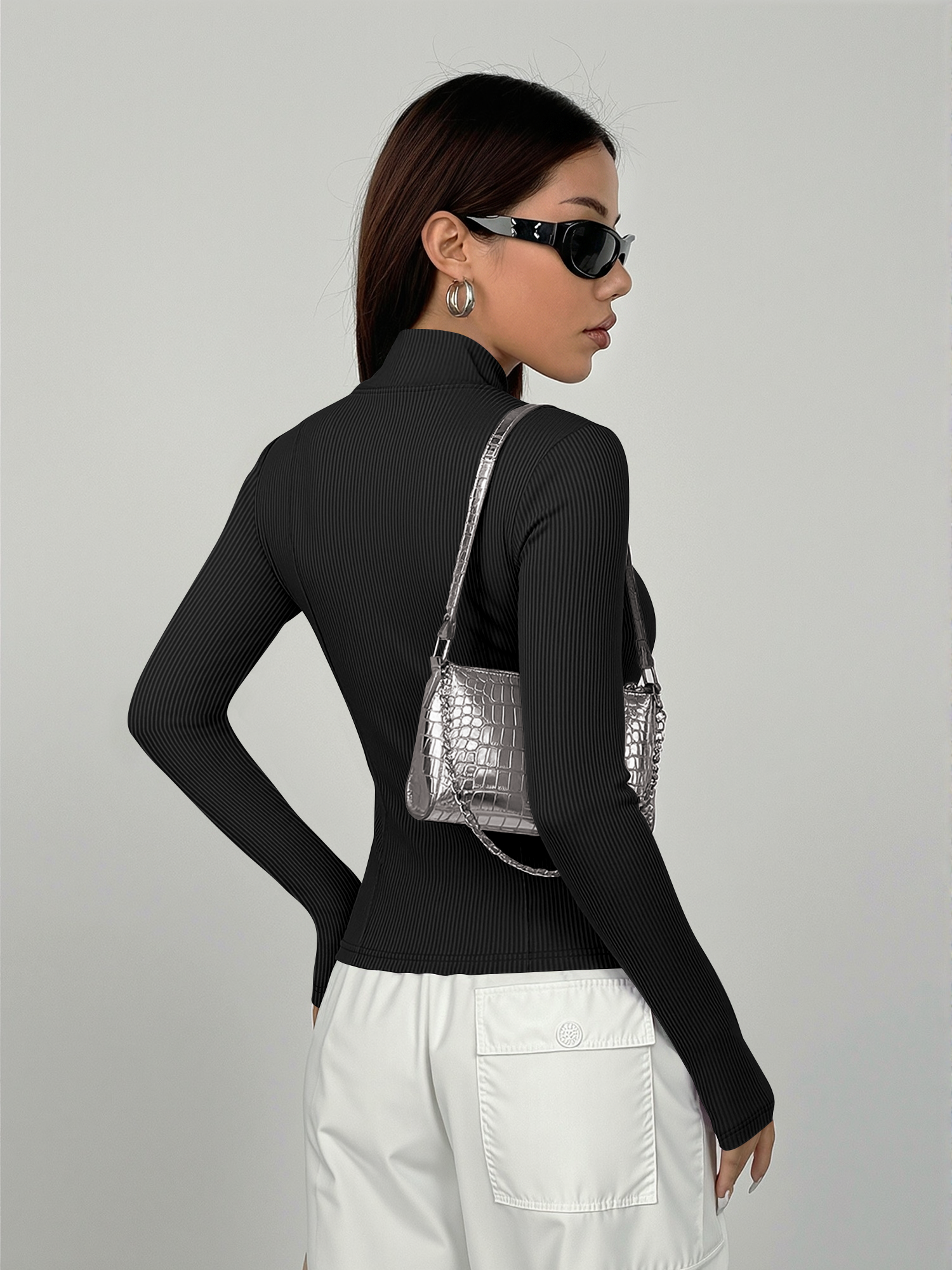 Everyday Ribbed High Neck Zip- - Coffee & Tea Haus 리뷰 및 가격