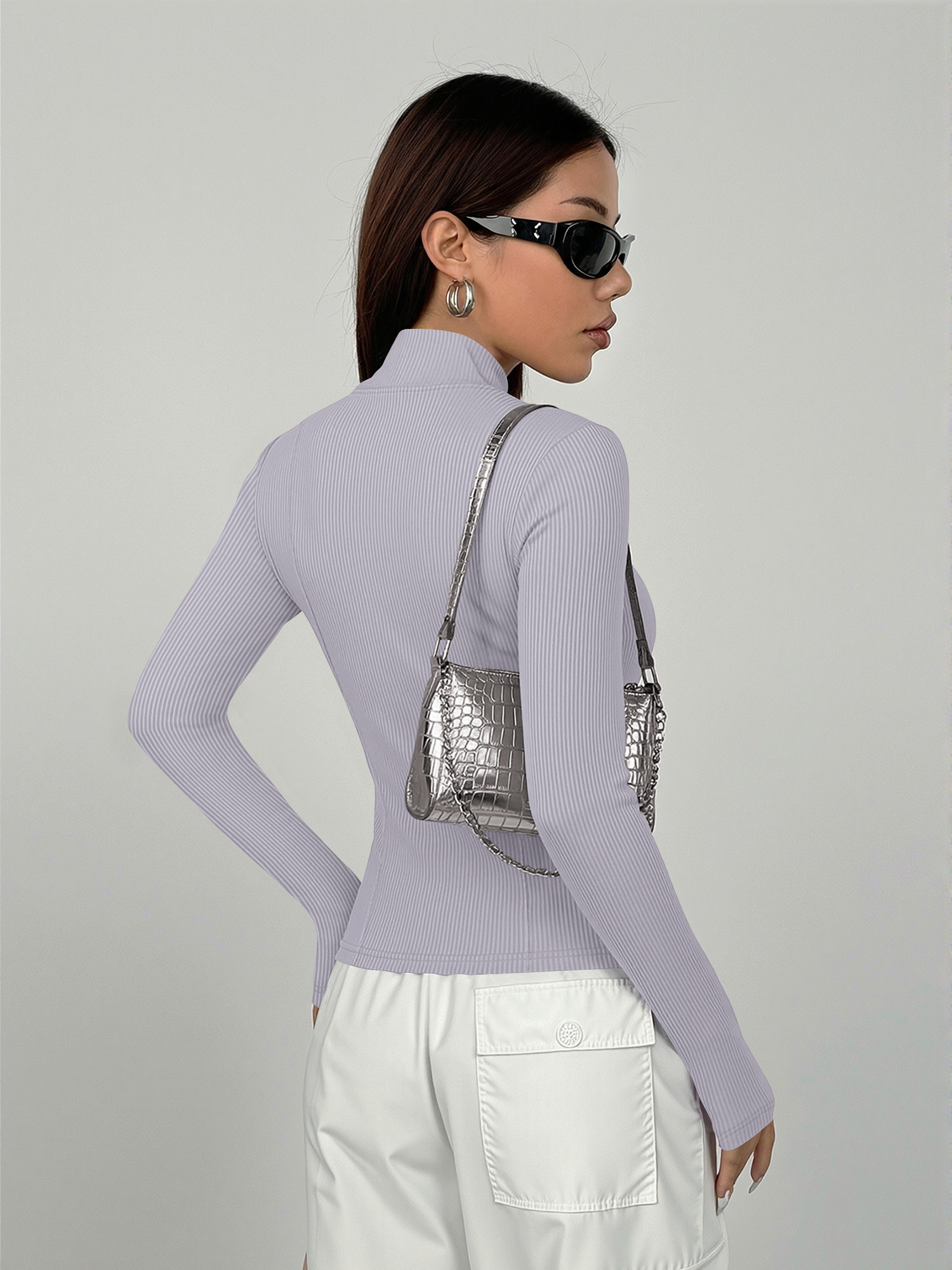 Everyday Ribbed High Neck Zip- - Coffee & Tea Haus 리뷰 및 가격
