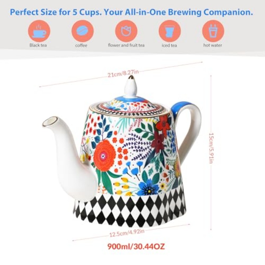 Bone China Porcelain Teapot Te - Draw Coffee And Tea 리뷰 및 가격