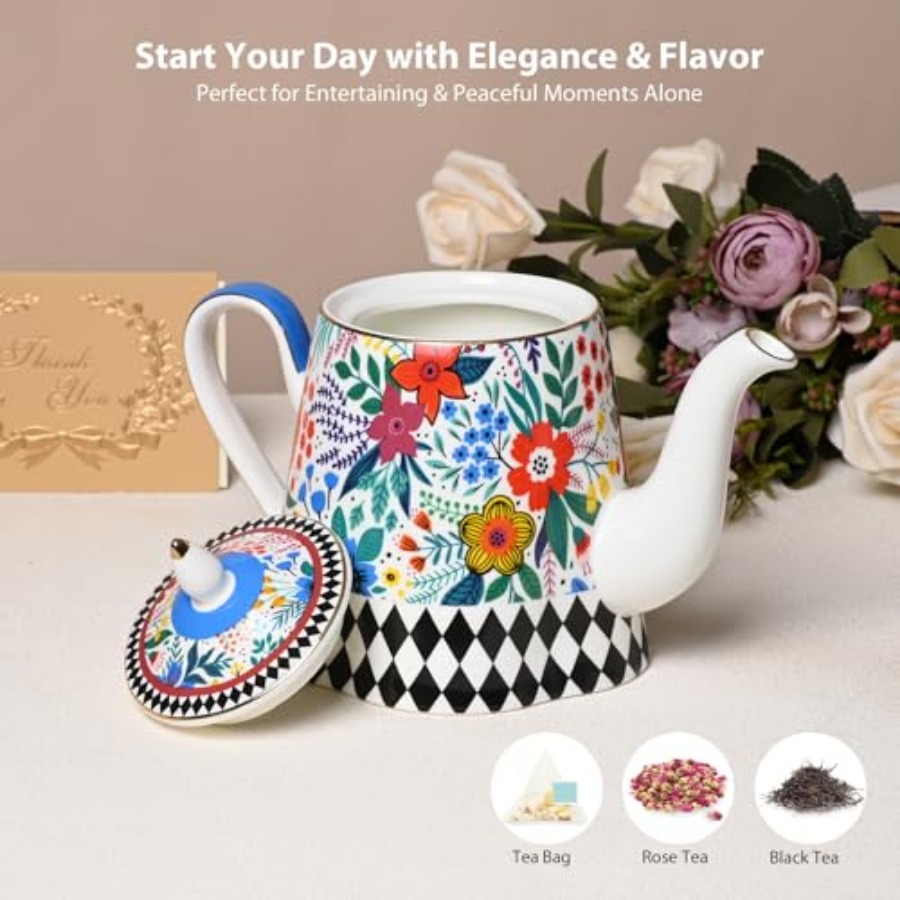 Bone China Porcelain Teapot Te - Draw Coffee And Tea 리뷰 및 가격