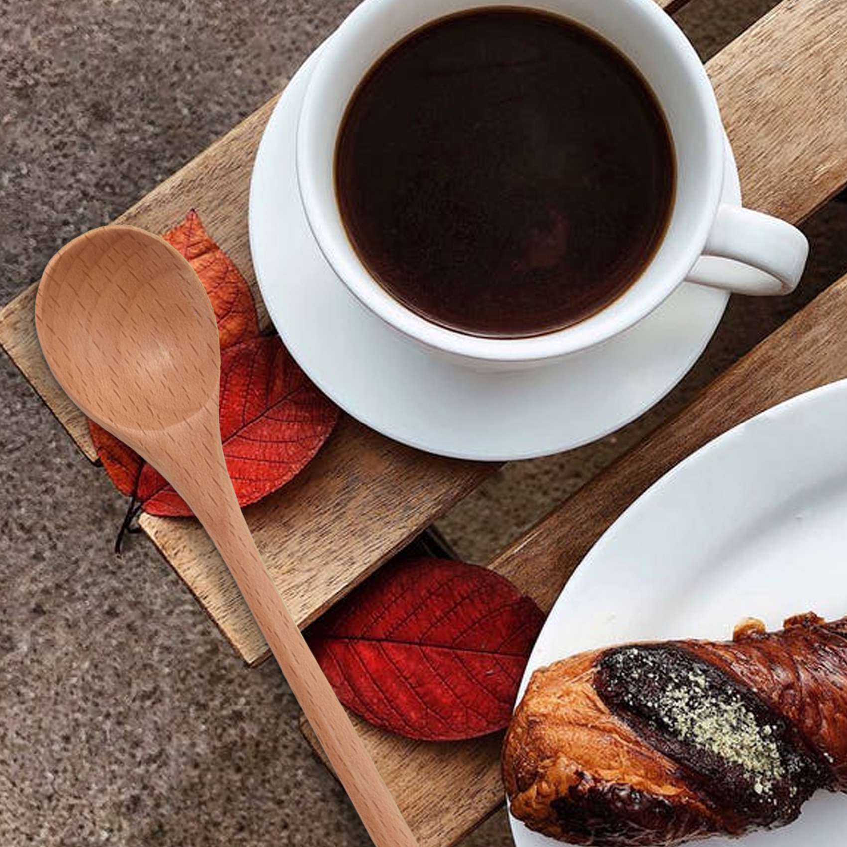 ABAG 6 Pcs Wooden Spoon,Long H - Coffee Tea Mix 리뷰 및 가격