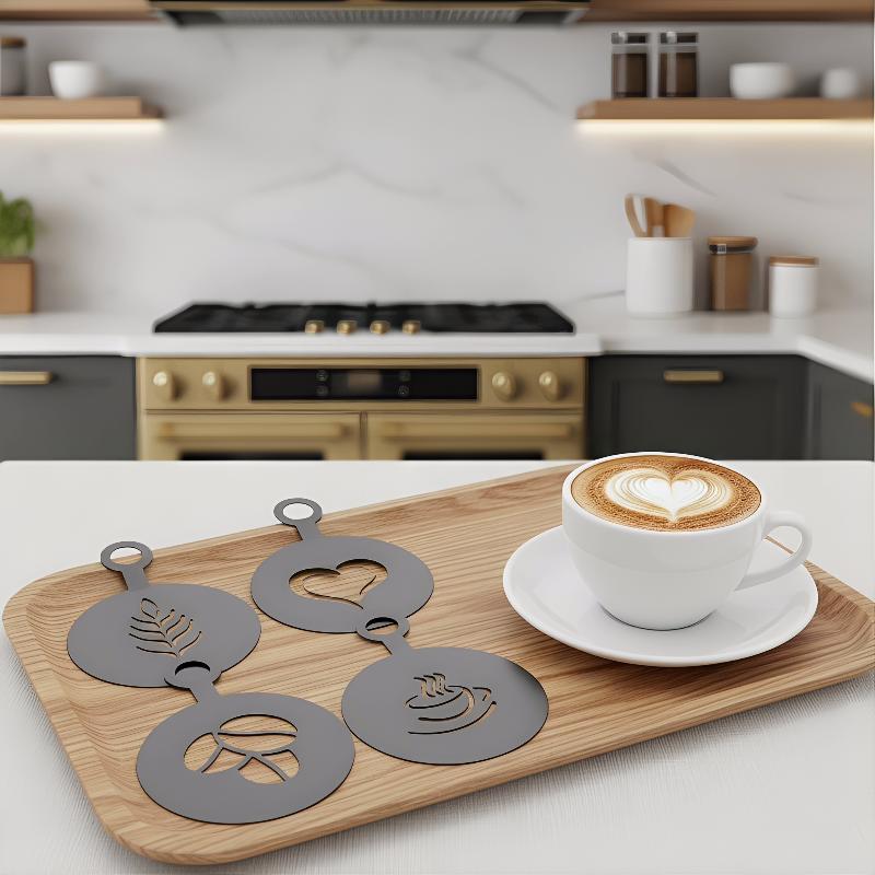 4Pcs Stainless Steel Coffee St - Coffee Stencil Art 리뷰 및 가격