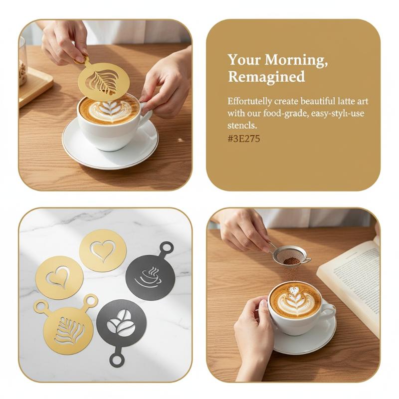 4Pcs Stainless Steel Coffee St - Coffee Stencil Art 리뷰 및 가격