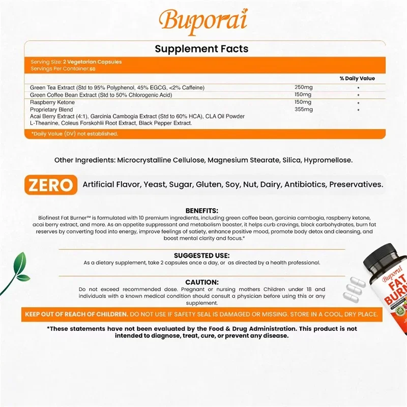 Fat Burner Capsules - Healthy  - Coffee Tea And Bean 리뷰 및 가격