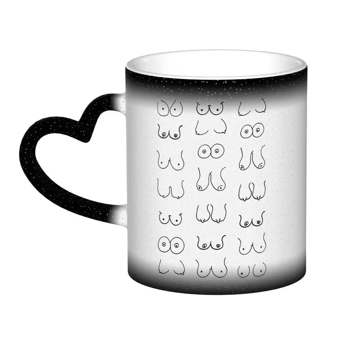 Black And White Tits Drawing M - Draw Coffee And Tea 리뷰 및 가격