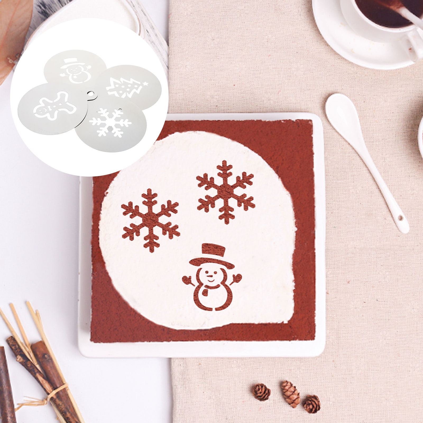 4Pcs Christmas Cake Stencils S - Coffee Stencil Art 리뷰 및 가격