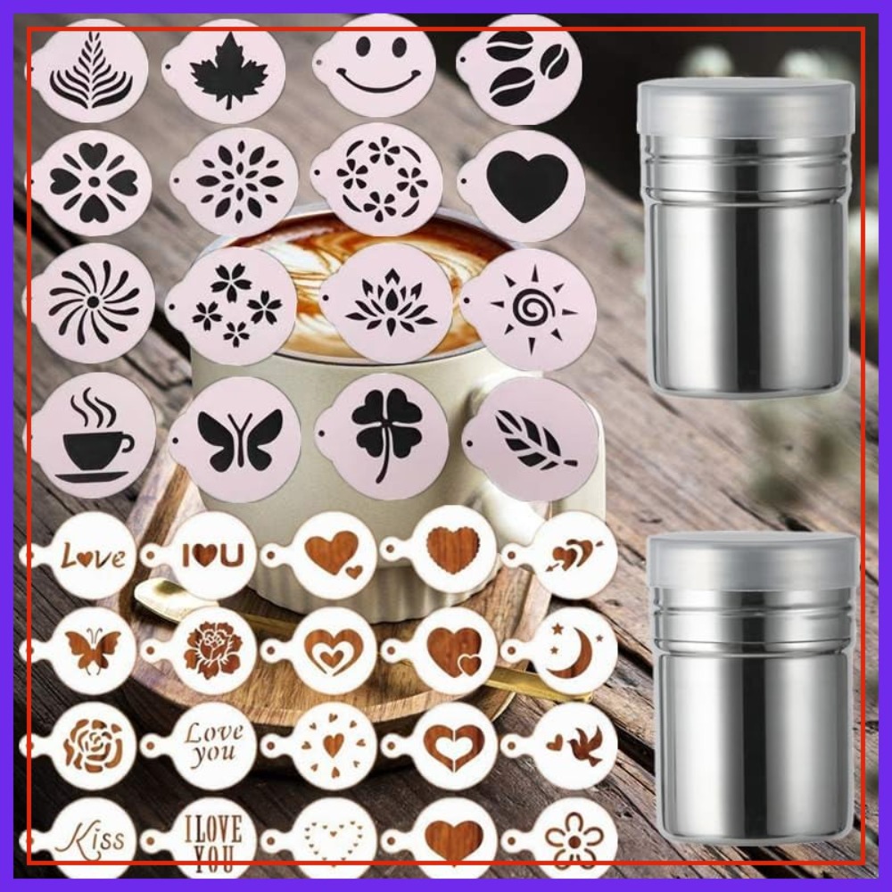 36 Coffee Stencils + 2 Mesh Po - Coffee Stencil Art 리뷰 및 가격