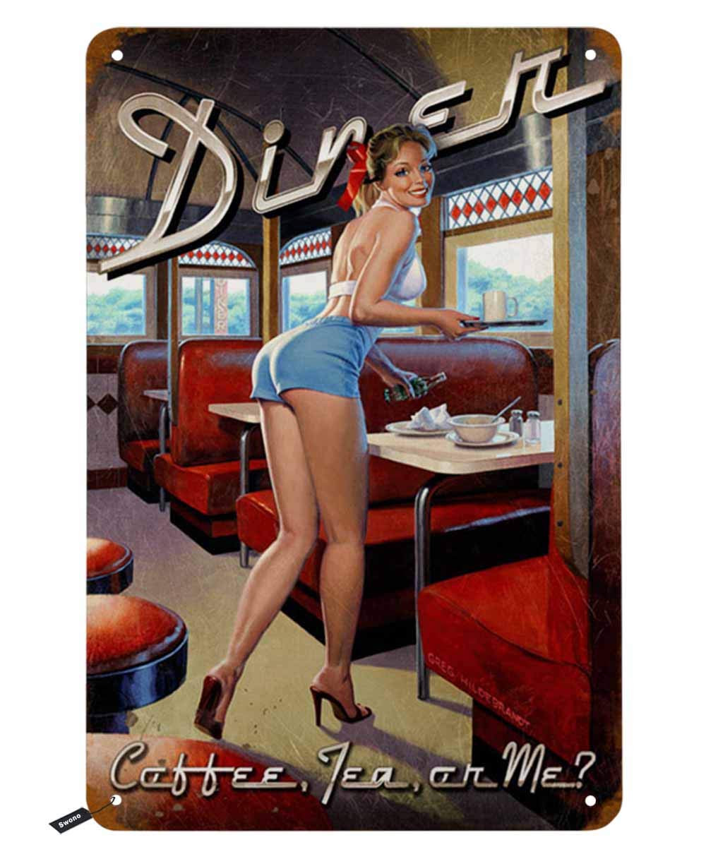 Swono Dinner Tin Signs,Pinup G - Coffee Tea You And Me 리뷰 및 가격
