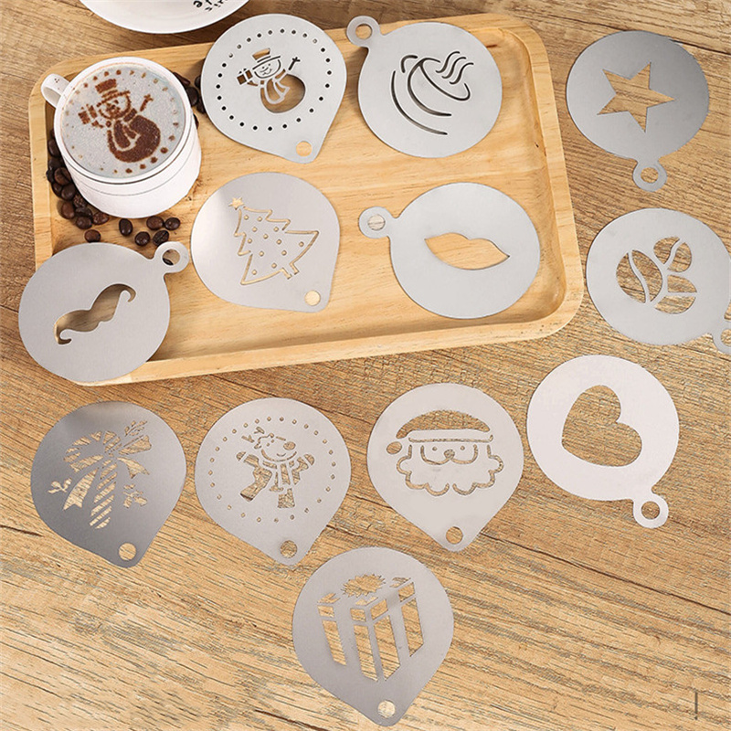 12pcs Stainless Steel Cafe Foa - Coffee Stencil Art 리뷰 및 가격