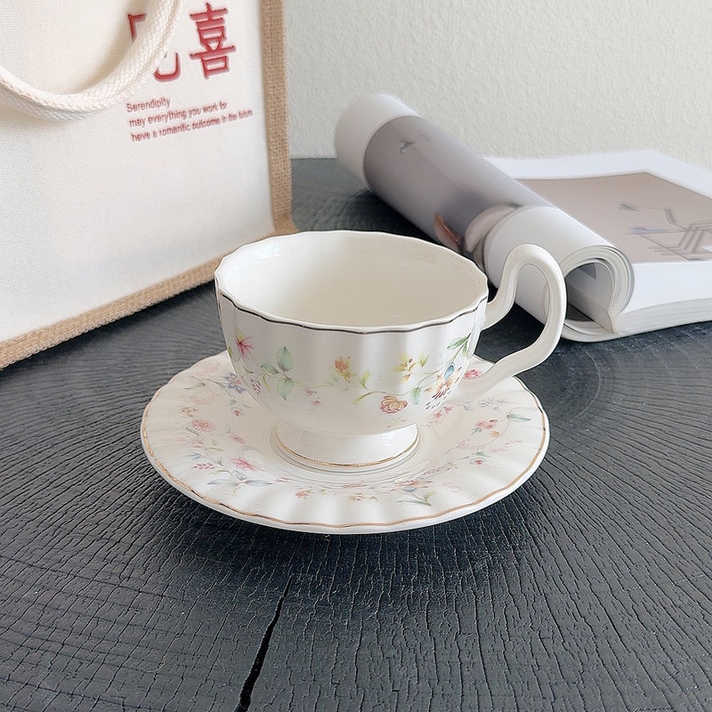 Gold-drawing Floral Print Coff - Draw Coffee And Tea 리뷰 및 가격