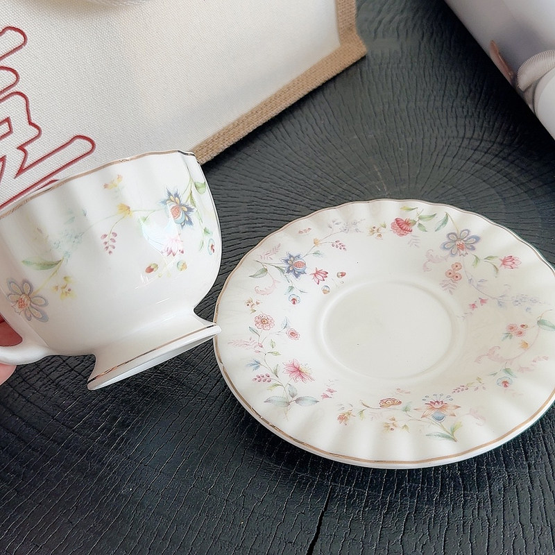 Gold-drawing Floral Print Coff - Draw Coffee And Tea 리뷰 및 가격