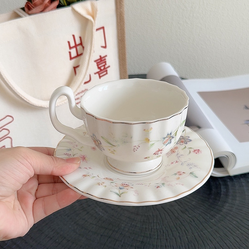 Gold-drawing Floral Print Coff - Draw Coffee And Tea 리뷰 및 가격