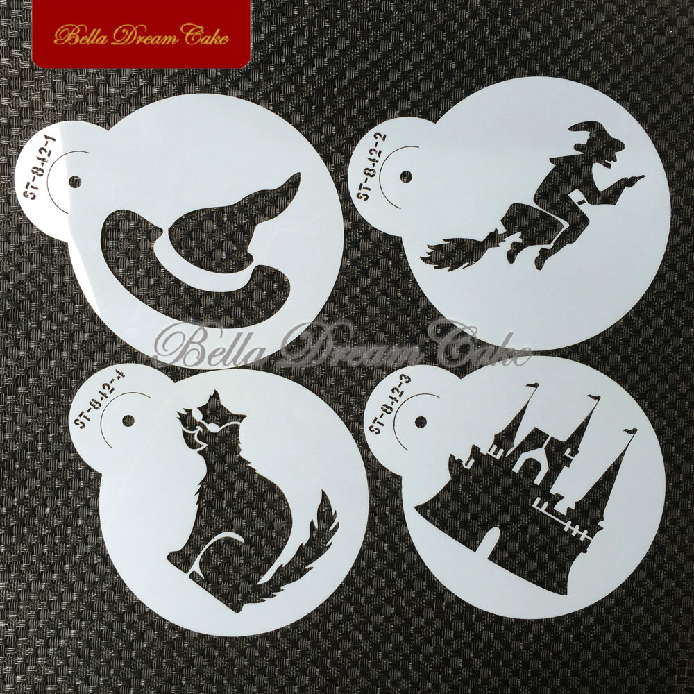 Halloween Glost Hat Cat Cookie - Coffee Stencil Art 리뷰 및 가격