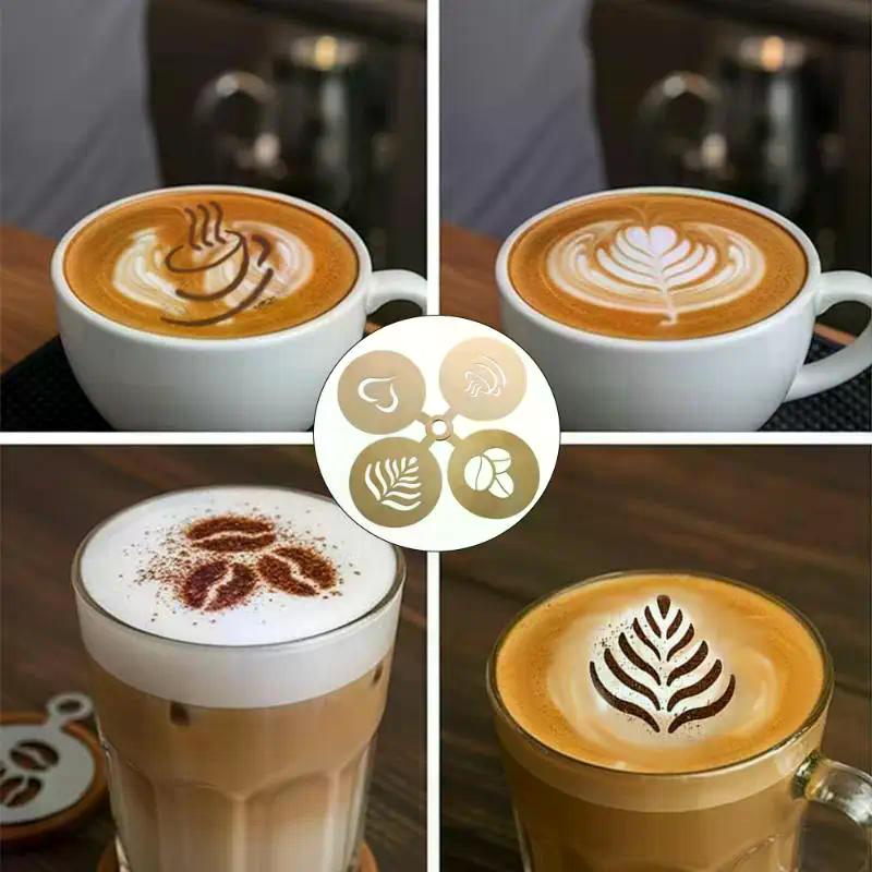 4Pcs/Set Stainless Steel Coffe - Coffee Stencil Art 리뷰 및 가격