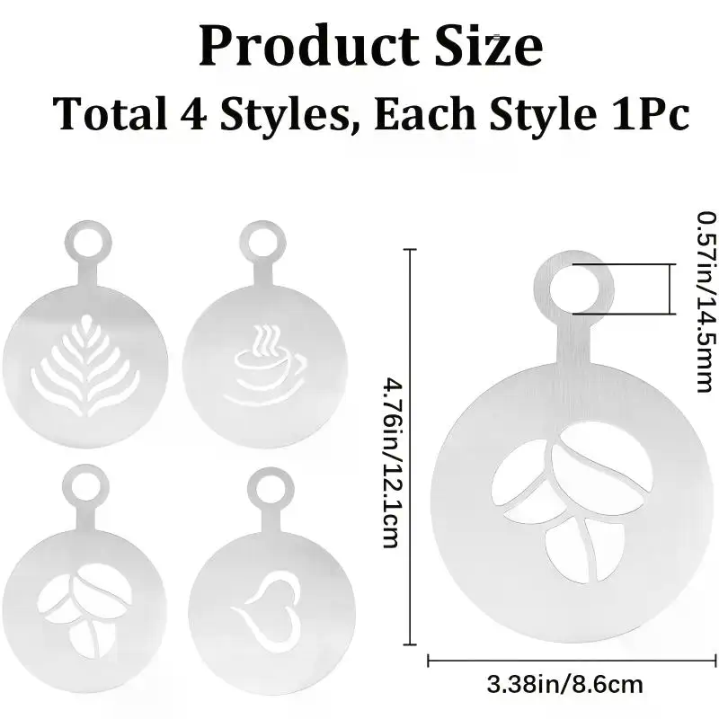 4Pcs/Set Stainless Steel Coffe - Coffee Stencil Art 리뷰 및 가격