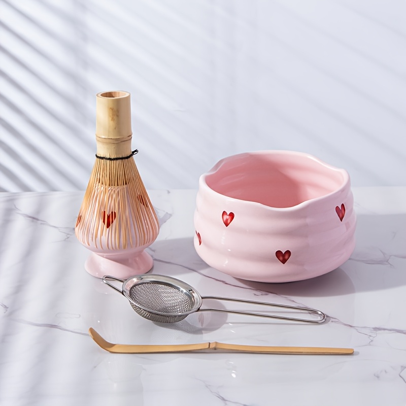 5pcs Pink Heart Decal Ceramic  - Matcha Whisk Set 리뷰 및 가격