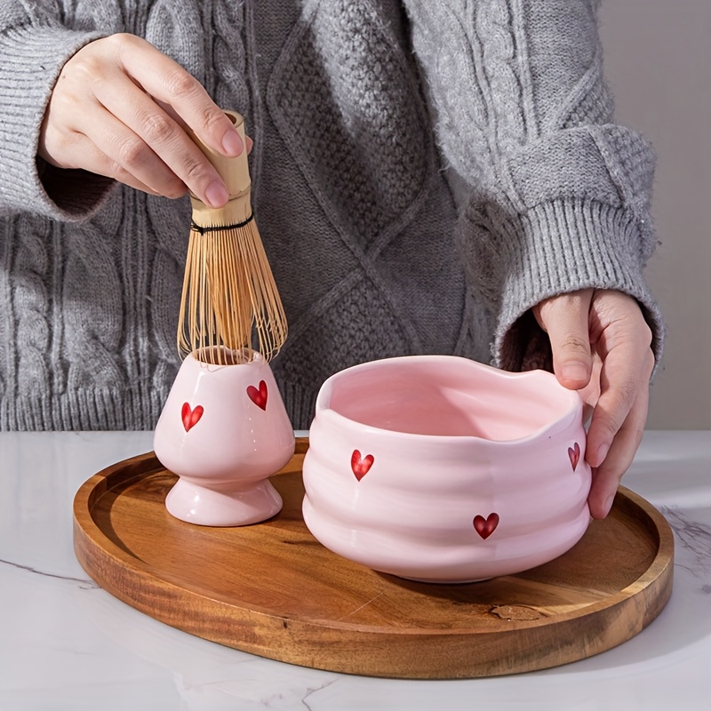 5pcs Pink Heart Decal Ceramic  - Matcha Whisk Set 리뷰 및 가격